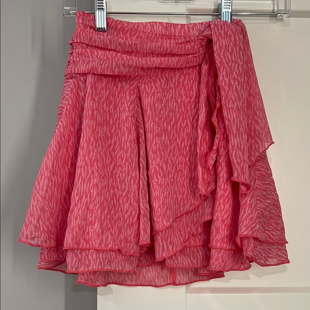 Aerie Fun and Flirty Pink & White Wrap Skirt